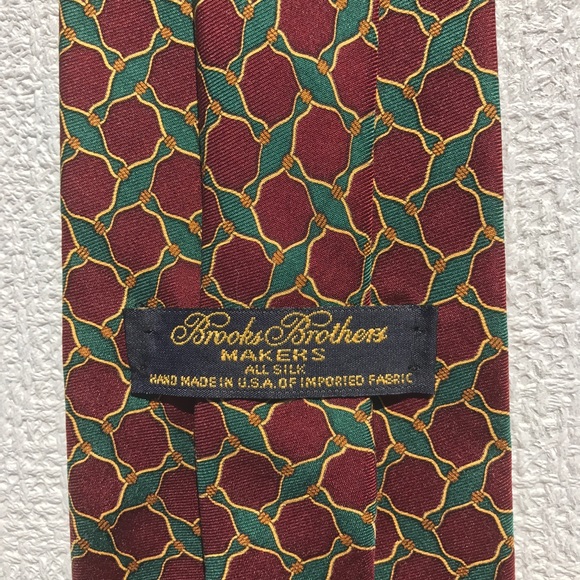 Brooks Brothers Maroon with Green/Gold Neck Tie - Picture 2 of 5